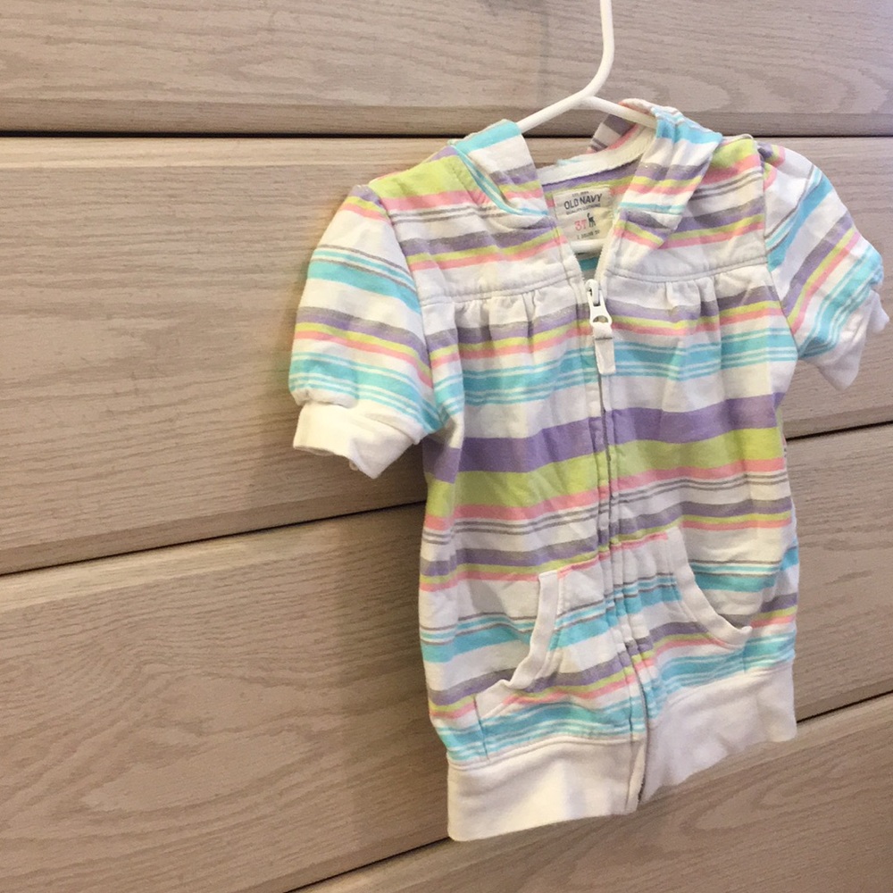 Short-sleeve striped hoodie